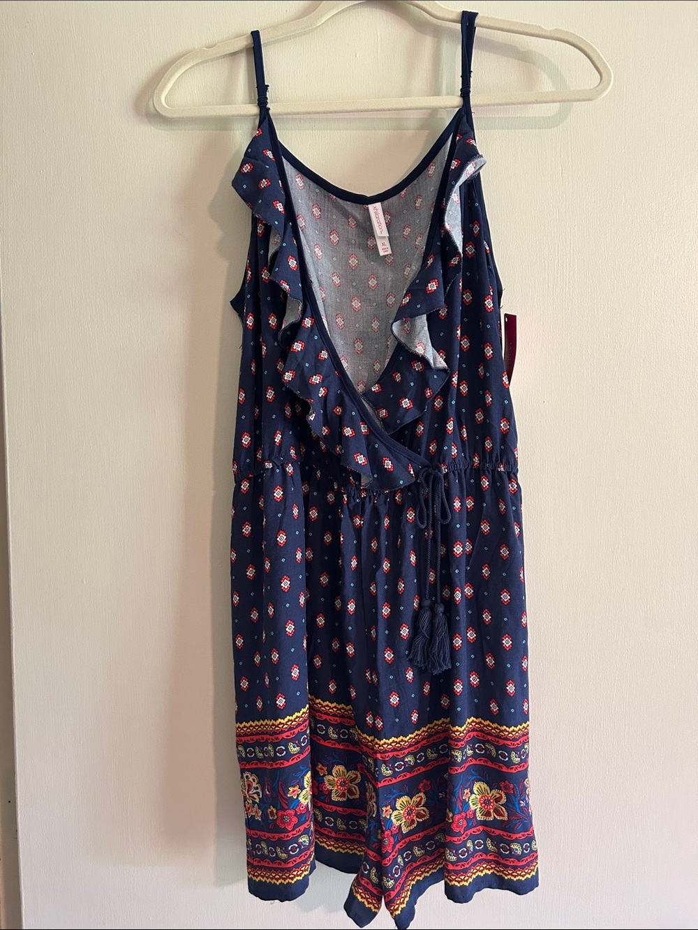 Navy Floral Border Ruffle Sundress